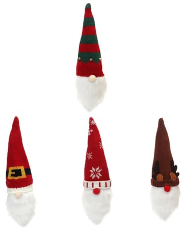 TOYZFRIENDY Housses De Bouteilles De Vin GNOME Festives en Tissu Tricoté, Lot De 4 Pièces Colorées, Accessoires Décoratifs Noël pour Bouteilles d'alcool, Fournitures De Fête Hivernale