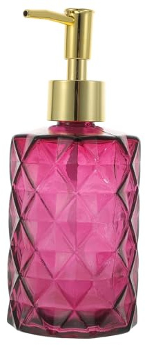 jojofuny 400ml Glass Pump Bottle Set for Soap and Shampoo Dispenser Purple Hand Soap Press Pump Bottles for Bathroom for Shower and Travel