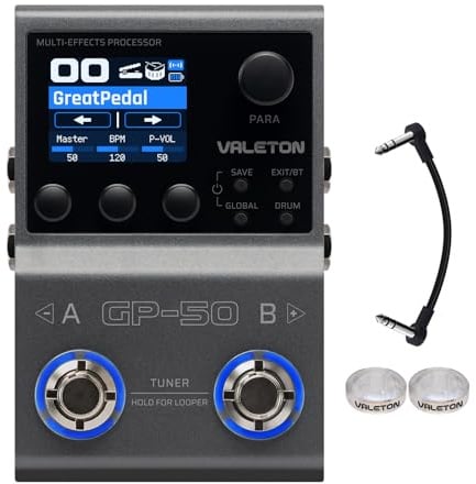 VALETON Multieffekt-Prozessor & NAM/IR Loader mit 100+ HD Effekten, 9 Module gleichzeitig, BT-App, 100 Patch-Slots für Gitarre & Bass GP-50