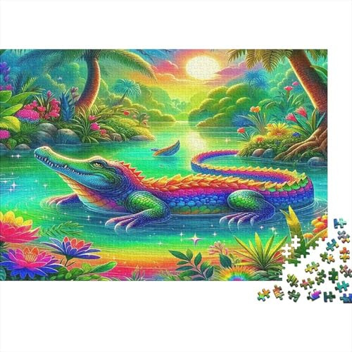 1000 Teile Tropisches Krokodil Papier Puzzle für Erwachsene Dicke Umweltfreundliche Puzzleteile Wanddeko Gesellschaftsspiel 52x38cm/1000pcs