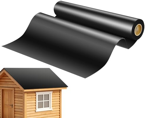 Dachfolie Aluminium Selbstklebend 5m², Selbstklebende Dachbahn mit Starkem Bitumenkleber, Dachbahn Folie selbstklebend für Schuppen, für Gartenhaus & Carport, 1 x 5m (Schwarz)