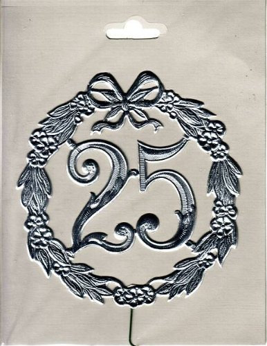 Jubiläumszahl 25 - Ø 13 cm, Draht, silber