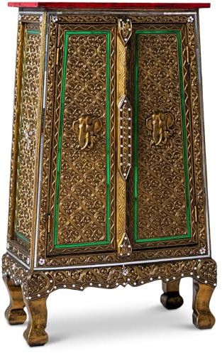 livasia Asiatischer Schrank aus Massivholz – 50x30x80cm – Handgefertigtes Highboard aus Akazienholz mit Glasmosaik, Kommode in Edlem Design, Nachhaltig & hochwertig