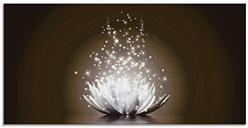 ARTland Wanddeko Glasbilder Wandbild Glas Bild einteilig 100x50 cm Querformat Asien Botanik Blumen Blüten Lotusblume Seerose Modern braun T3ZX