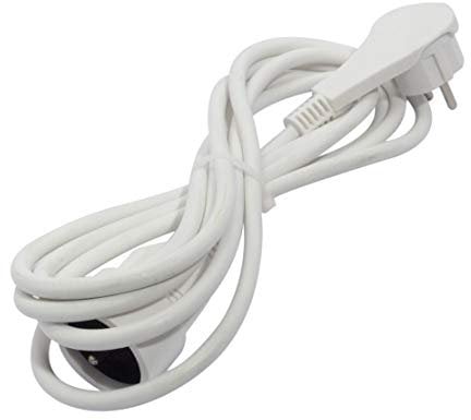 CHACON Rallonge à fiche plate - Blanc - 3m