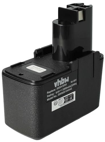 vhbw Akku kompatibel mit Bosch PSB 9.6VPS-2, PSB 9.6VSP-2, PSR 9.6 VE, PSR 9.6VES Elektrowerkzeug (3300mAh NiMH 9,6 V)