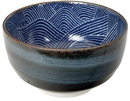 Tokio Design Studio Seigaiha Tayo Schüssel, Porzellan, Blau/Weiß, 12,8 x 6,8 cm