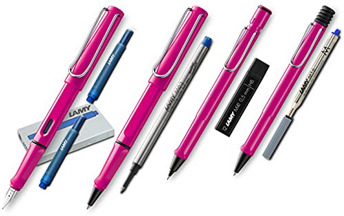 Lamy Safari Set [F?ller + Kugelschreiber + Tintenroller + Bleistift] (inkl. Ersatzminen + Patronen, Pink)