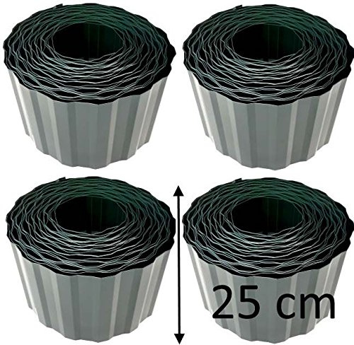 EXCOLO Rasenkante 4 Rollen je 9m x 25cm grün | Beeteinfassung Beetumrandung Rasenbegrenzung Raseneinfassung Mähkante Gartenbegrenzung PET-Folie wetterfest Made in Germany