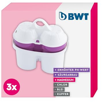BWT filtro agua ALCALINO – Pack 3 | Purificador de agua para jarra filtradora de agua | Mejora el pH y el sabor | Compatible con filtro jarra BWT | filtros jarra bwt | water filter doméstico