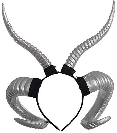 GRACEART Gothic Hair Headband Ram Horns Cosplay Accessories Fancy Dress Costume (Silver)