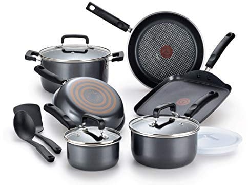 T-fal Signature Antihaft-Kochgeschirr-Set, 12-teilig, ofenfest, 350 °C, Töpfe und Pfannen, spülmaschinenfest, Schwarz
