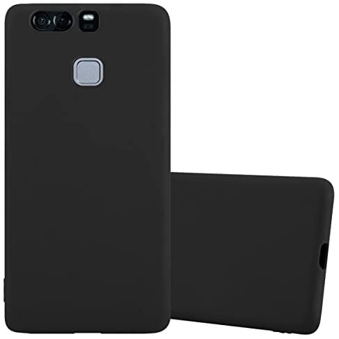 Cadorabo Custodia per Huawei P9 in CANDY NERO - Morbida Cover Protettiva Sottile di Silicone TPU con Bordo Protezione - Ultra Slim Case Antiurto Gel Back Bumper Guscio