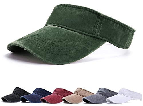 Sun Visor Hat - Sports Sun Visors for Women Cotton Twill Adjustable Golf Beach Running Tennis Sun Protection Cap Green