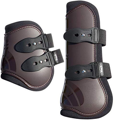 York Gamaschen und Streichkappen 4er Set Vena Hartschallengamschen Knopfverschluss (Pony, braun)