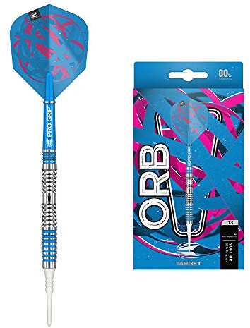 Target Darts Orb 13 80% Wolfram Softdarts-Set (20gr - Dartpfeile), Silber, Blau und Pink