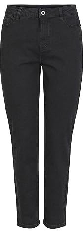 PIECES Damen Pckesia Mom Hw ANK JNS Bl640-vi Noos Bc Jeans, Black Denim, S EU