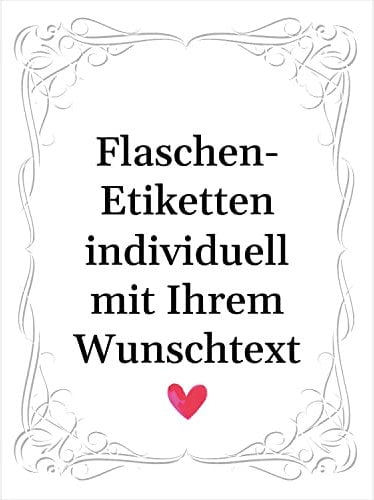 8 Flaschenetiketten selbstklebend mit Text personalisiert - Etikett modern schlicht Herz 2 - Flaschen Aufkleber für Wein oder Sekt
