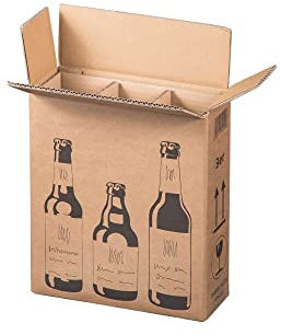 Flaschenversandkarton für drei Bierflaschen mit Einlage - flexibler und bruchsicherer Karton für Bier - 3er Bierkarton 5-20 Stück (10)