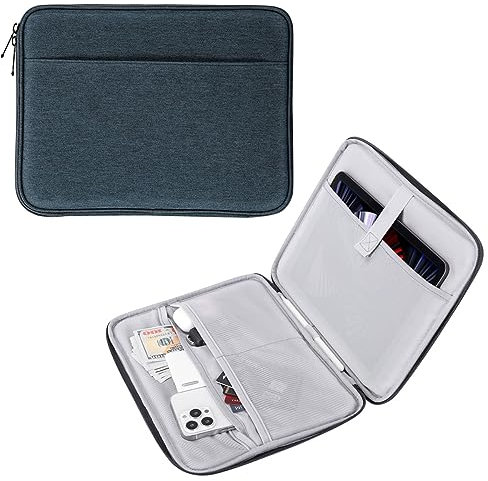 MoKo 9-11 Tablet Tasche Hülle für 11 Zoll iPad Air M2 2024, iPad Pro 11 M4 2024, iPad Air 5/4/3/2/1, iPad 10th/9/8/7 Gen 10,2, Galaxy Tab S9 11 2023, Polyester Schutzhülle mit Fächer, Indigo