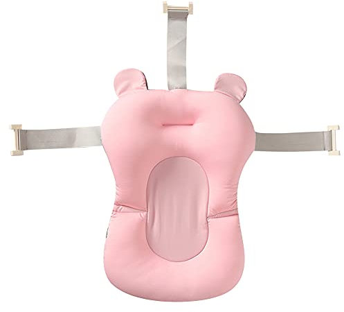 ISAKEN Babywannenmatte Baby Badewanne Kissen Neugeborene Kleinkind Anti-Rutsch Badewannensitz mit Sicherheitsgurt verstellbar Baby-Badekissen für Babys von 0-12 Monaten