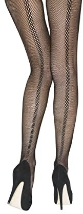 CHARNOS Women's Charnos Spot Net Backseam Black Medium-large Tights, Regular, M-L UK