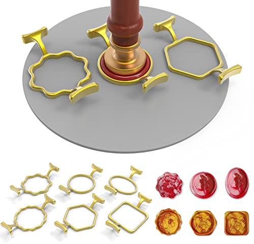 Yelsky 6PC Metall Wachs Siegel Kit mit runder Blume Oval Quadrat Hexagonal Form Formen für Wachs Siegel Stempel, Silikon Matte für die Abdichtung Wachs Kit, Wachs Siegel Form für Hochzeit