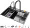 Lavello da Cucina A Vasca 304 Lavello da Cucina in Acciaio Inossidabile Singolo Lavandino A Cascata Bar Multifunzione Fatto A Mano con Rubinetto Estraibile E Componenti di Drenaggio (Color : Black-a