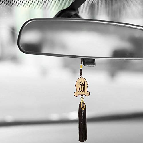 Islamischer Autoanhänger Allah mit Quaste für Rückspiegel | Fahrzeuginnenraum Dekor, Muslimisches Symbol, Hängendes Ornament, Quastenverzierung, Passend für Autospiegel