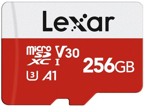 Lexar 256GB Micro SD Card E Series, microSDXC UHS-I Flash Memory Card with Adapter - Up to 100MB/s, A1, U3, Class10, V30, High Speed TF Card