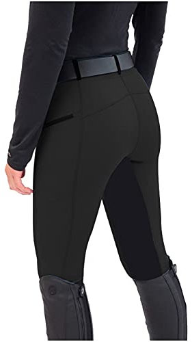 Reithose Damen Sommer Arbeitshose Stretch Hoher Bund Jogginghose Lang Reitleggings Mit Handytasche Sportreithose-Vollbesatzreithose Skinny Reithosen Yoga Reitsport-Hosen Sporthose
