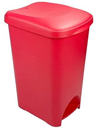 Addis 40 Litre Red Recycling Commercial Office Medical Utility Waste Trash Foot Pedal Plastic Bin, Red