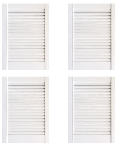 Onlywood Confezione 4 Antine in Legno verniciato Bianco RAL 9016 - Sportello in Legno struttura a Persiana - Ante per cucina muratura o per creare mobili fai da te Diverse Dimensioni (594 x 720 h. mm)