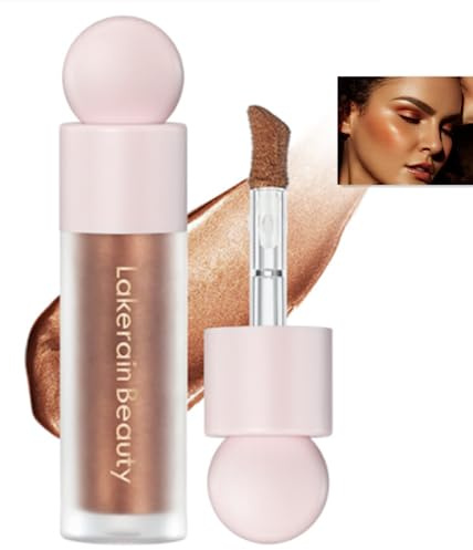 Flüssiger Highlighter Makeup, Schimmernde Creme Gesicht Highlighter, Hochglanz-Finish feuchtigkeitsspendend aufhellend Glitter flüssiger Highlighter für Gesicht Körper (#04 KERZENLICHT)