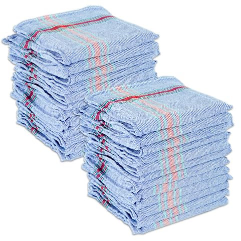 CHELY INTERMARKET Paños Cocina Pack 24 Unidades 45x45cm Azul Algodón Suave Alta Absorción Reutilizables Secado Rápido Vajilla Hogar Restaurantes Cocina Profesional Lavables