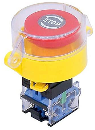 FLYIFE Drucktastenschalter 22 mm 1 Öffner 1 Schließer Roter Pilzraster Not-Druckschalter 10 A 440 V Fügen Sie eine Schutzabdeckung hinzu Drucktastenschalter