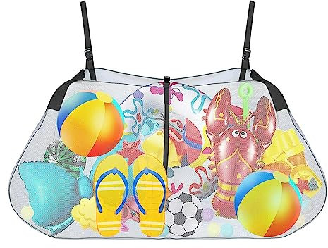 Genikeer Filet de Rangement pour Piscine, Sac de Rangement Suspendu pour Piscine Peu encombrant, Organisateur de Piscine en Maille Pliable, Sac de Rangement Suspendu pour Piscine,