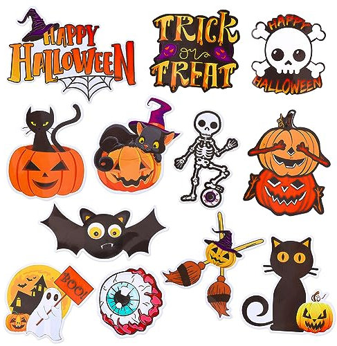 12pcs Halloween Magnetic Stickers, Halloween Fridge Magnets, Halloween Bats Skeleton Black Cat Ghost Pumpkin Magnet Halloween Magnet Decorations for Refrigerator Garage Door Locker