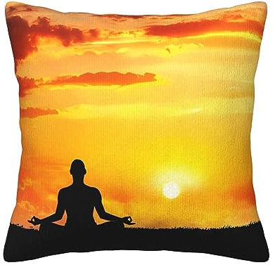 DEHIWI Yoga-Meditationskissenbezüge, 45,7 x 45,7 cm, superweicher Kordsamt, dekorativer Kissenbezug, Heimdekoration, für Sofa, Couch, Schlafzimmer, Wohnzimmer