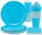 PARTY GO 96 pièces ensemble de vaisselle bleu, gobelets en papier et serviettes, vaisselle jetable graduation Holiday Party articles, mariage fête d'anniversaire baby shower decor 24 invités