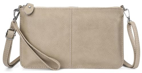 befen Genuine Leather Wristlet Clutch Purses and Handbags Phone Bag Envelope Crossbody Bags for Women, Small Cross Body Bag Women with Adjustable Shoulder Strap-Vintage Pale Beige