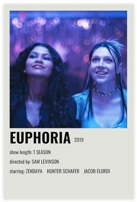 Euphoria Movie Poster55 Leinwand-Poster, Wandkunst, Dekordruck, Bild, Gemälde für Wohnzimmer, Schlafzimmer, Dekoration, ungerahmt: 30 x 45 cm