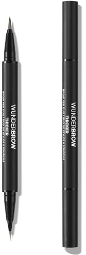 Thicker Brow Pen Duo, Dual Ended Pen Micro Tip & Classic Tip, Smudge Proof, Water Resistant, Vegan & Cruelty Free (Black/Brown)