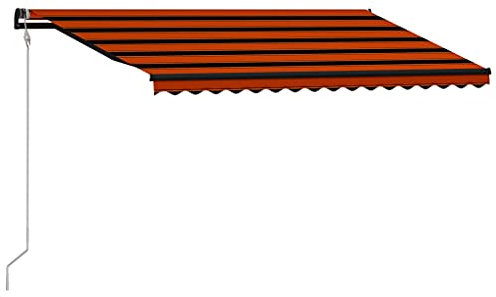 Balkon überdachung Türüberdachung Regenschutz Balkon Einziehbare Markise mit Windsensor & LED 450x300cm Orange BraunGeeignet für Haustür,Balkon, Pavillion