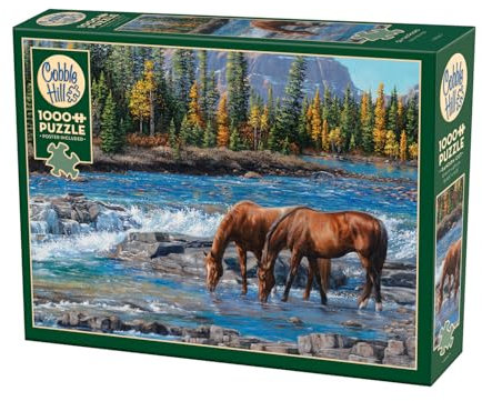 Cobble Hill 3840267 Pferde im Wildwasser, 1000 Teile Puzzle inkl. Puzzleposter für Erwachsene und Kinder ab 12 Jahren, Landschaftspuzzle, Pferdepuzzle