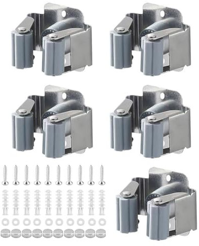 SHUNCHG 5 Pezzi Porta Scope Parete Acciaio Inossidabile Portascope da Muro Appendibile con Viti Appendi Scopa da Muro Multifunzione Supporto Scopa per Cucina Bagno Giardino Garage