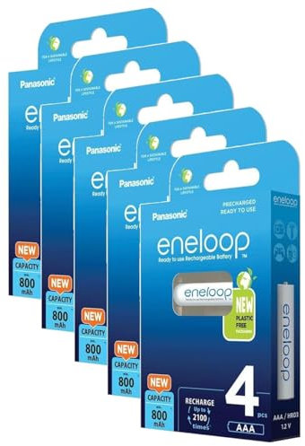 Eneloop Lot de 5 x 4 Piles Rechargeables Ni-MH Micro AAA 800mAh