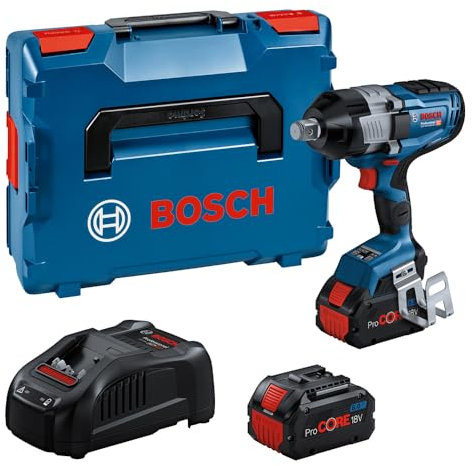 Bosch Professional BITURBO atornillador de impacto a batería GDS 18V1600 HC (llave de 3/4”, incl. 2 baterías ProCORE18V de 8,0 Ah, cargador, módulo Bluetooth GCY 42, en LBOXX)