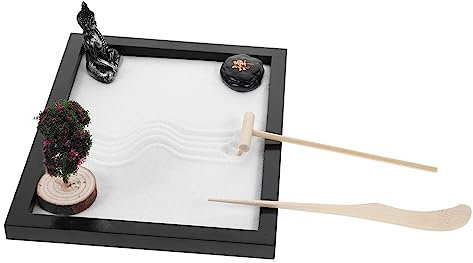 WHAMVOX Zen-Garten-sandkasten Buddha-Statue Für Tischdekor Und Heimdekoration Kleiner Mikro-landschaftsdekor Für Meditation Und Entspannung