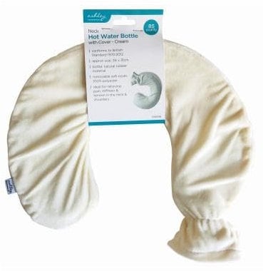 Marco Paul Neck and Shoulder Hot Water Bottle Ease Pain, Soothe Headaches and Relax Muscles Washable Soft Fleece Cover Heat Pad Hot Water Bottles Neck Pain Relief (Cream)
